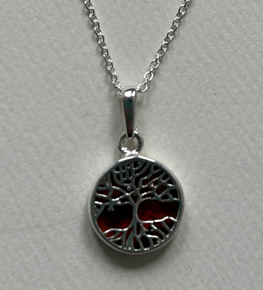 Baltic Amber Tree of Life Pendant and Chain.