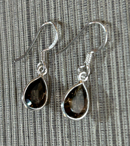 Smokey Quartz Tear Drop Earrings.