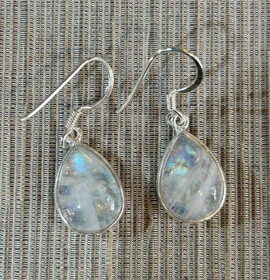 Rainbow Moonstone Tear Drop Earrings