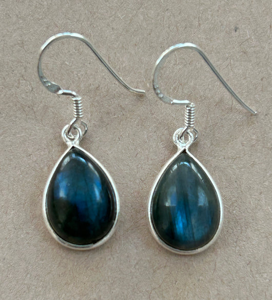 Labradorite and silver drop earrings