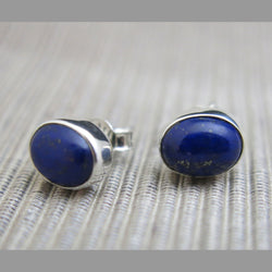 Sterling Silver and Lapis Lazuli Stud Earrings