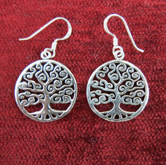 Silver Tree of Life Drop Earrings