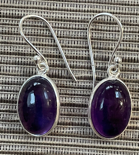 Oval Amethyst Drop Earrings