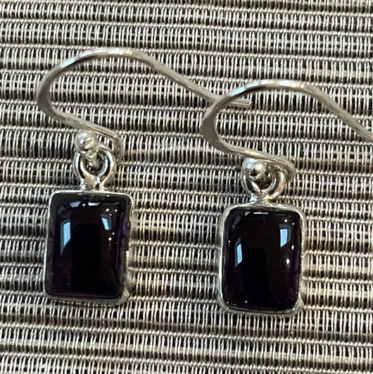 Amethyst Rectangular Drop Earrings