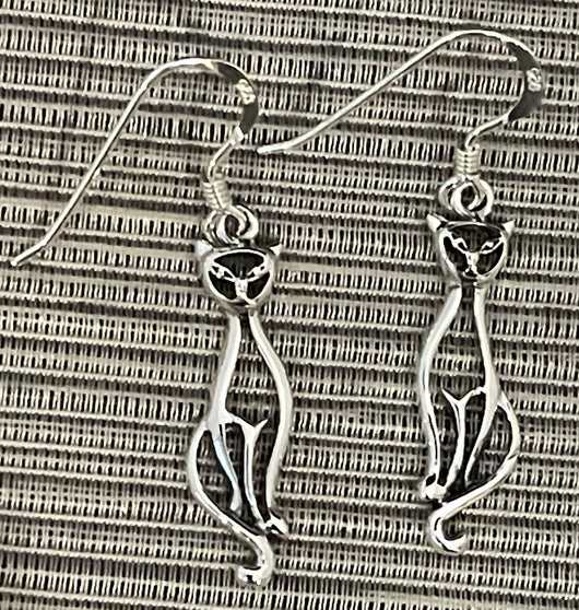 STERLING SILVER CAT EARRINGS