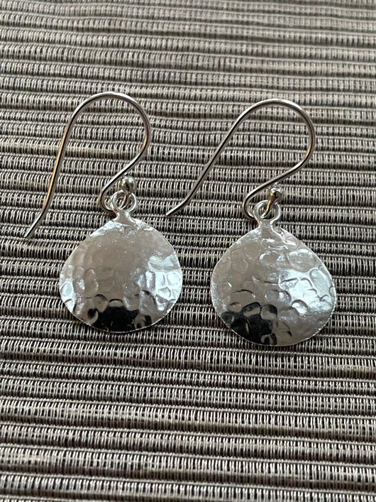 Hammered Silver drop Earrings