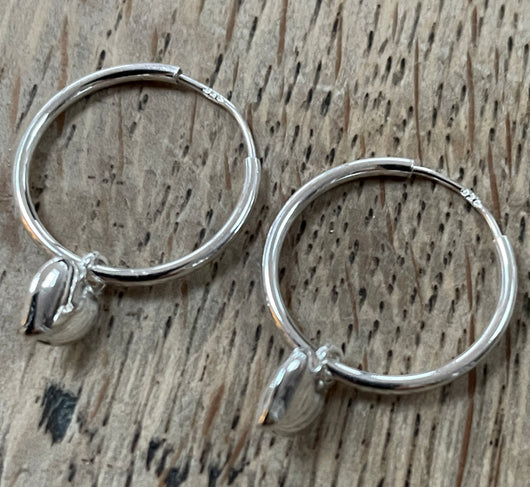 Sterling Silver Hoop and Hearts earrings