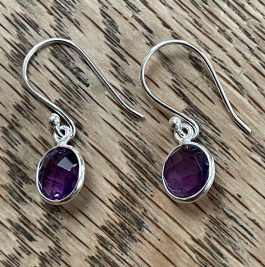 Faceted Amethyst Drop Earrings