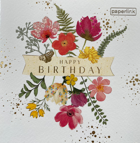 SINGLE CARD - Floral Happy Birthday