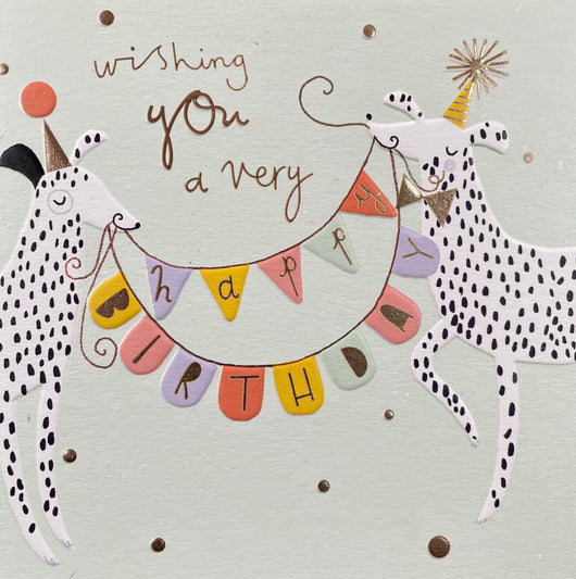 Birthday Card, Spotty dogs and bunting, by Amy Eastland