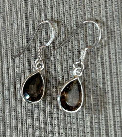 Smokey Quartz Tear Drop Earrings.