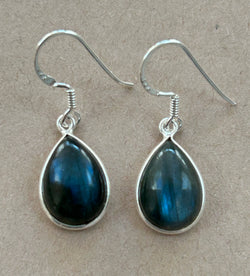Labradorite and silver  drop earrings