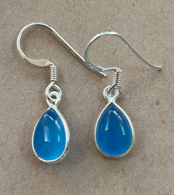 Small Blue Chalcedony Drop Earrings.