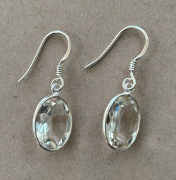 Oval Clear Quartz Drop Earrings