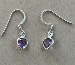 Silver and Amethyst small Drop Earrings