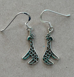 Silver Giraffe Drop Earrings