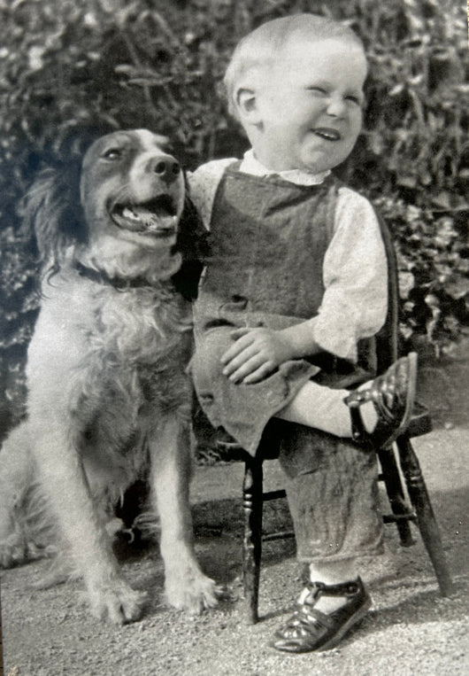 SINGLE CARD - Youngster and best friend, c 1930.