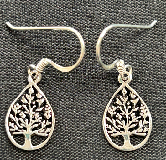 Silver Tree of Life Drop Earrings