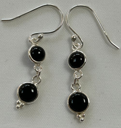Black Onyx and Silver Earrings