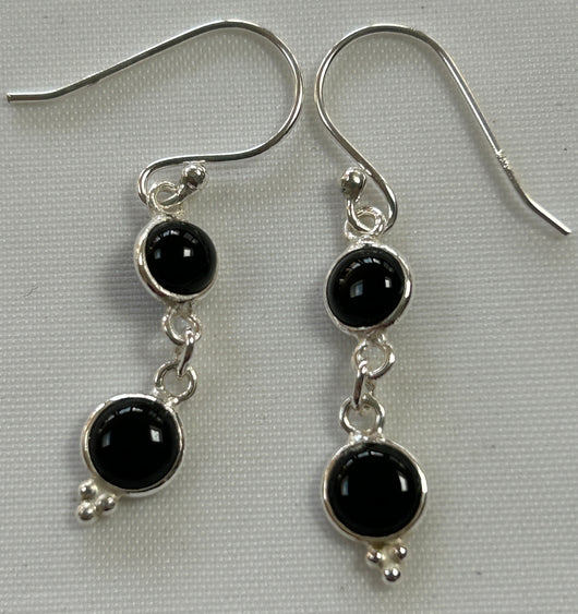 Black Onyx and Silver Earrings