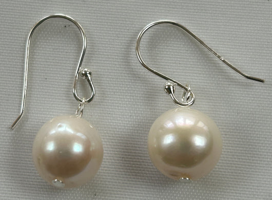 Round Freshwater Pearl Drop Earrings
