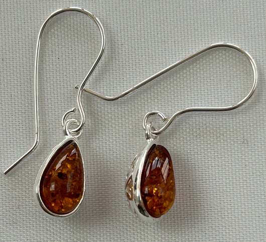 Baltic Amber and Silver Drop Earrings