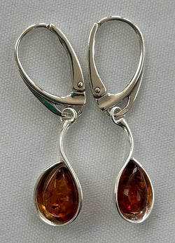 Baltic Amber and Silver Drop Earrings