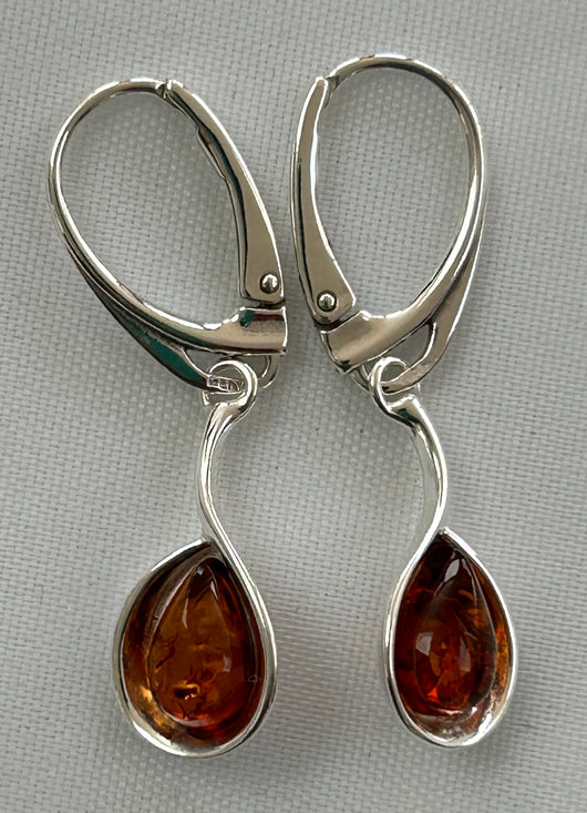 Baltic Amber and Silver Drop Earrings