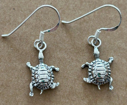 Silver Turtle Drop Earrings