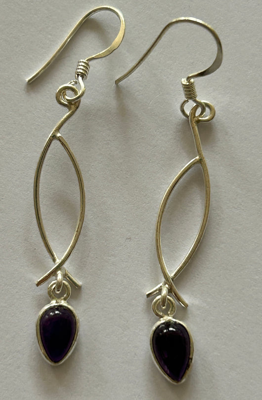 Silver and Amethyst Drop Earrings
