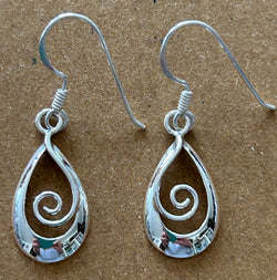 Tear Shape Silver Earrings