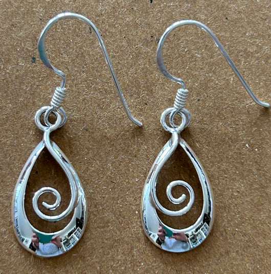 Tear Shape Silver Earrings