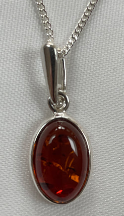 Baltic Amber Oval Pendant and chain