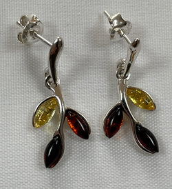 Baltic Amber leafy drop earrings