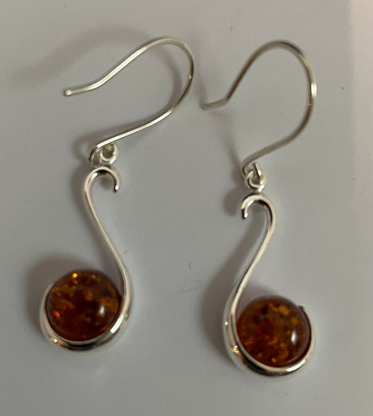 Baltic Amber and Sterling Silver Drop Earrings