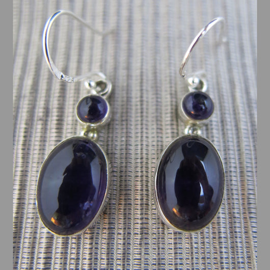 Sterling Silver and Amethyst Drop Earrings