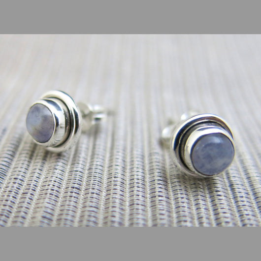 Sterling Silver and Rainbow Moonstone Etud Earrings