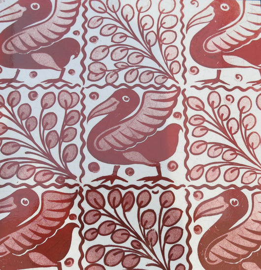 SINGLE CARD - Tile with five ruby birds, William de Morgan.