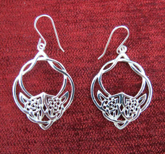 Sterling silver celtic design drop earrings