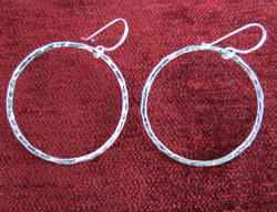 Sterling silver hammered circle drop earrings