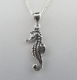 Sterling Silver Seahorse Pendant Necklace.