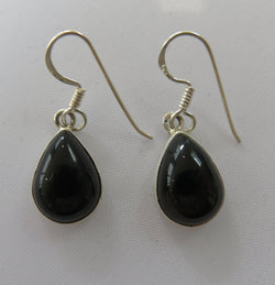 Black Onyx and Sterling Silver drop earrings