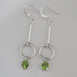 Peridot and Sterling Silver Drop Earrings