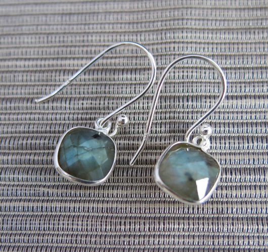 Small faceted Labradorite drop earrings