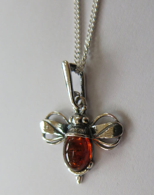 Baltic Amber Bee Design Pendant and Chain