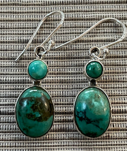 Turquoise and Sterling Silver drop earrings.