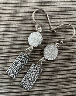 Textured Silver Drop Earrings