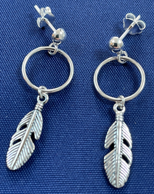 Feather Design Drop Earrings