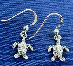 Turtle Drop Silver Earrings