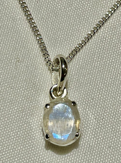 Small Rainbow Moonstone Pendant and Chain